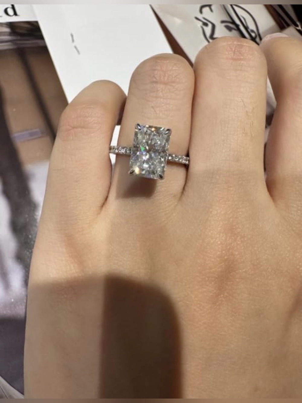 3.5 CT Moissanite Radiant Cut Engagement Ring D Color VVS1 925 Sterling Silver